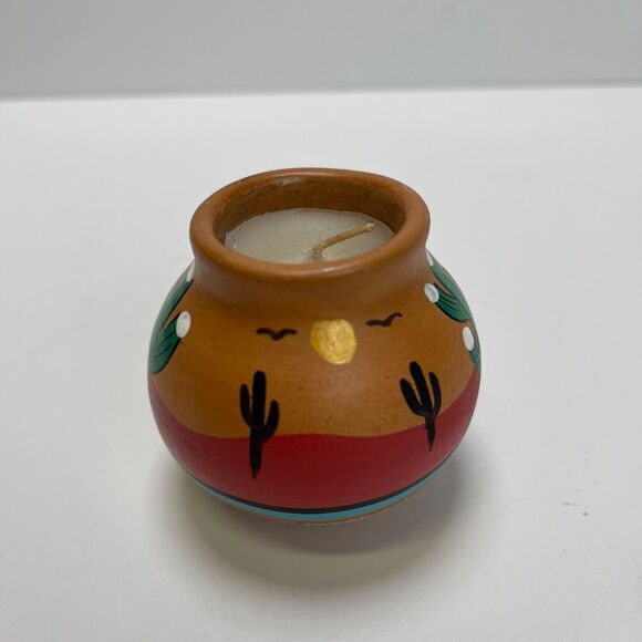 Grand Canyon Candle Tesa Ceramic Pottery By Maack Hand Painted Small Vase - Picture 7 of 8